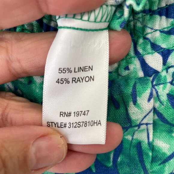 Land and Sea Linen Blend Relaxed Pants Womens L Front‎ Leg Slit Elastic Waist - Picture 5 of 8